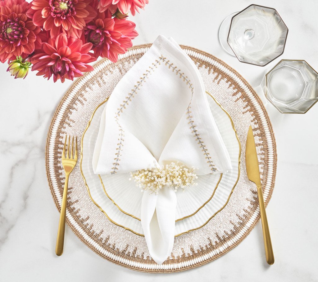 Spray Napkin Ring in Pearl, Set of 4