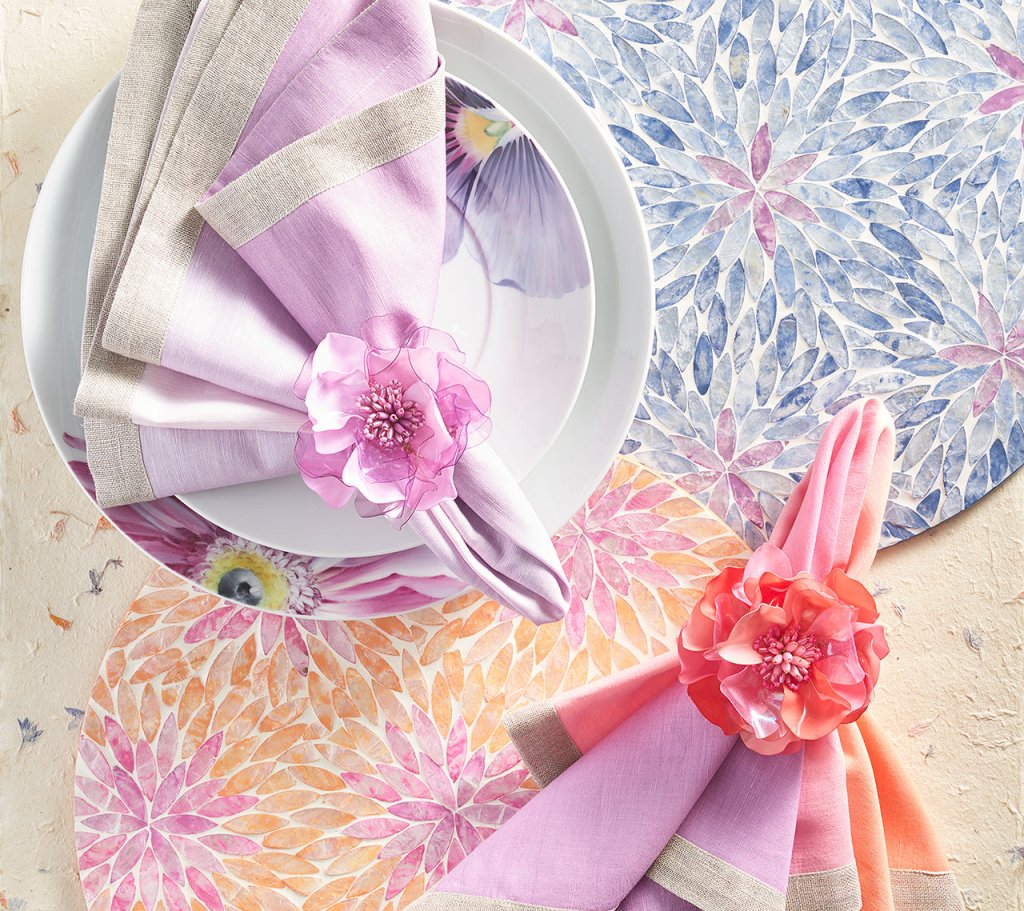 Gardenia Napkin Ring in Lilac, Set of 4