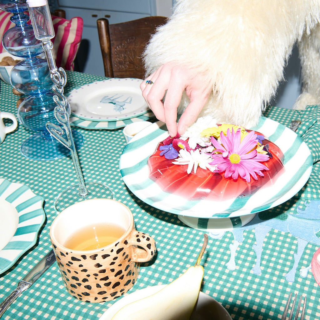 Ceramic Striped Pegasus Cake Platter
