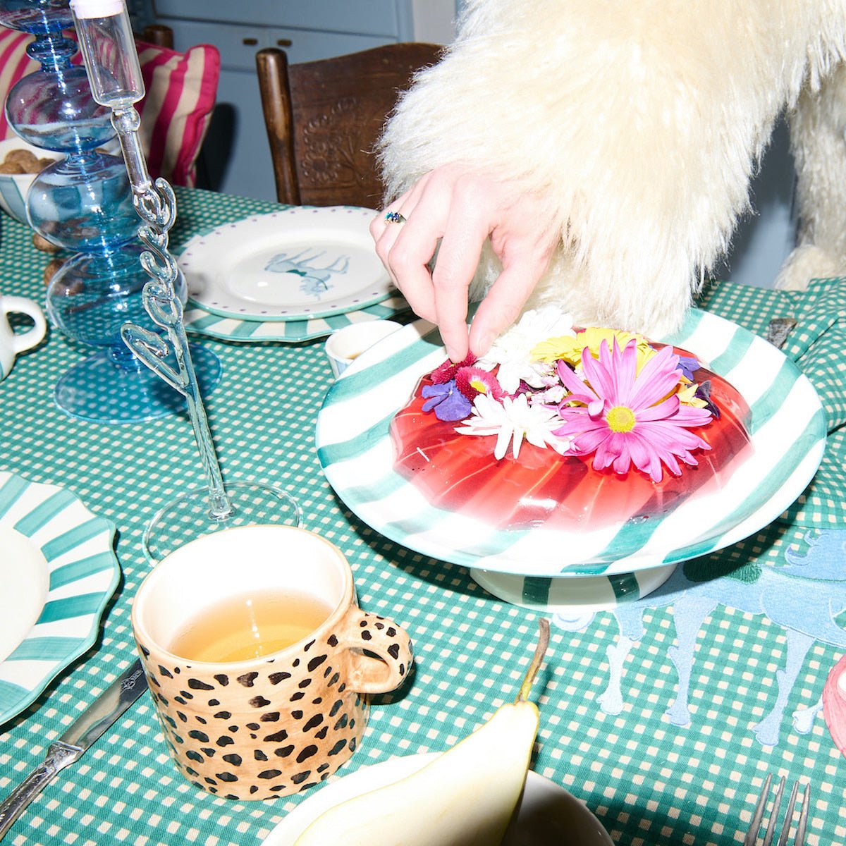 Ceramic Striped Pegasus Cake Platter