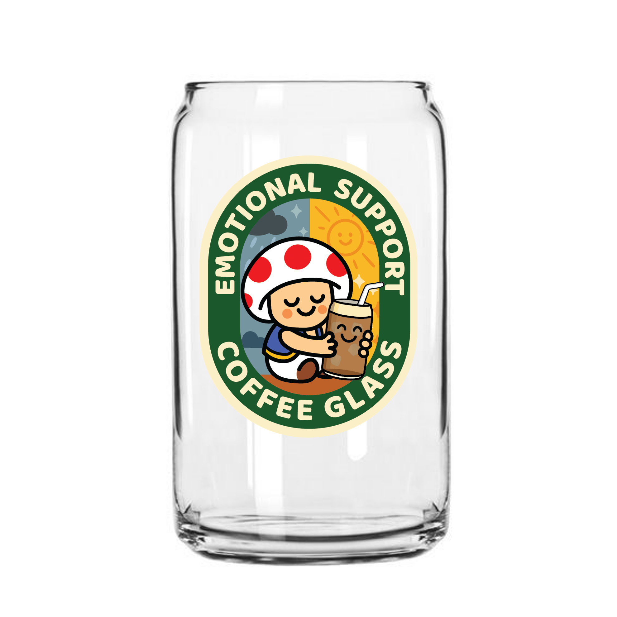 (v.minor imperfection) Emotional Support Coffee 16oz glass