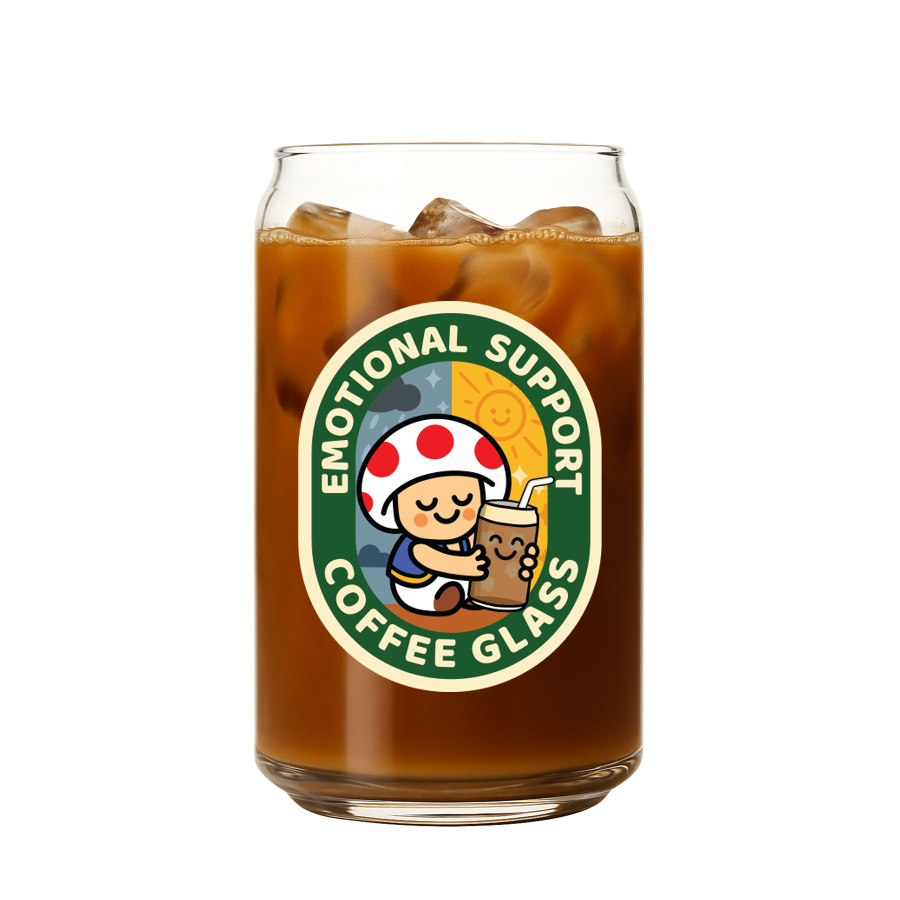 (v.minor imperfection) Emotional Support Coffee 16oz glass