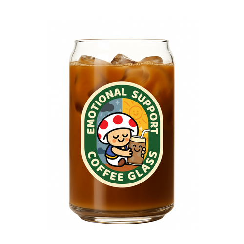 (v.minor imperfection) Emotional Support Coffee 16oz glass