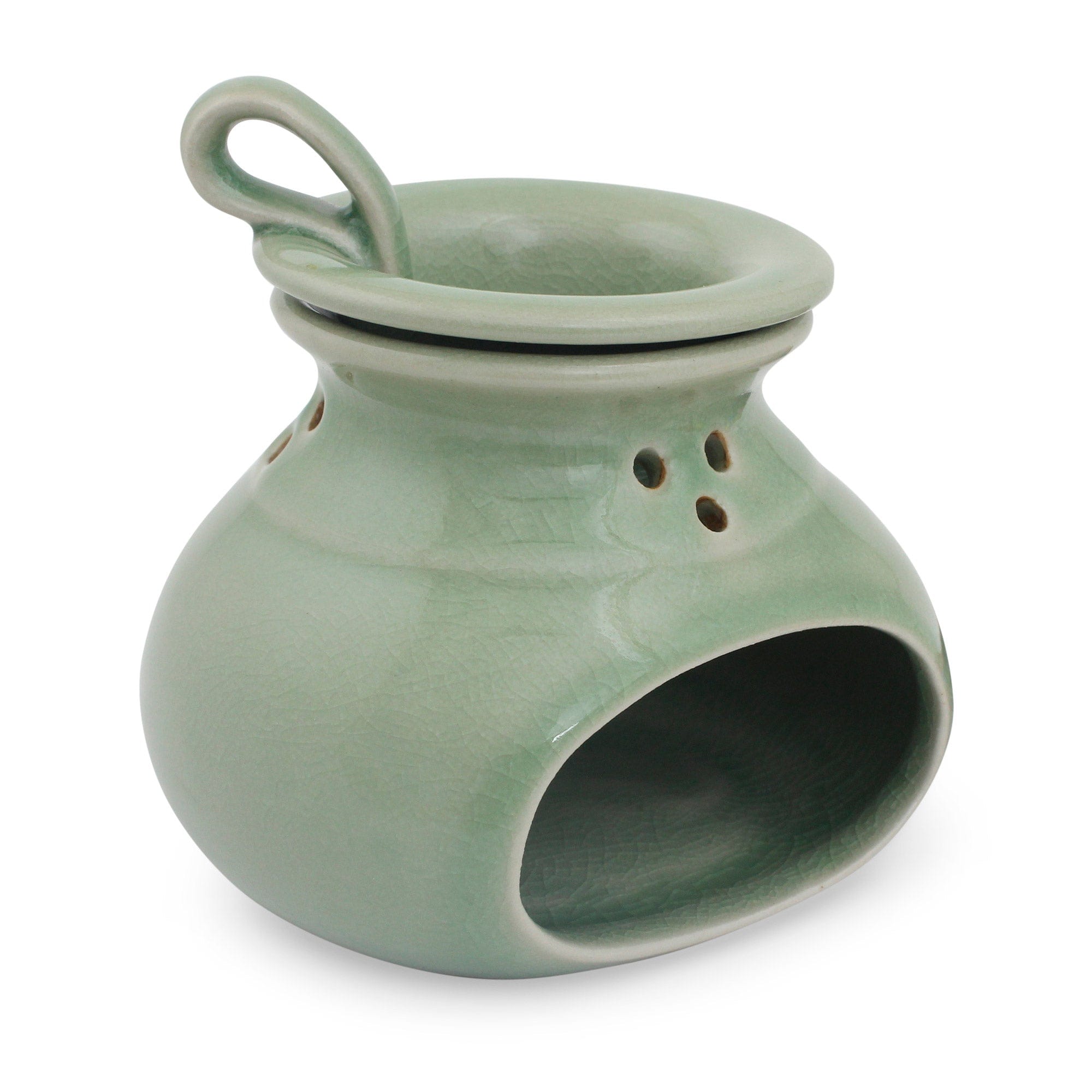 Green Celadon Ceramic Oil Warmer from Thailand - In Harmony