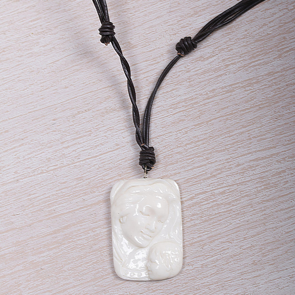 Artisan Crafted Virgin Mary Medallion Necklace - Loving Virgin Mary