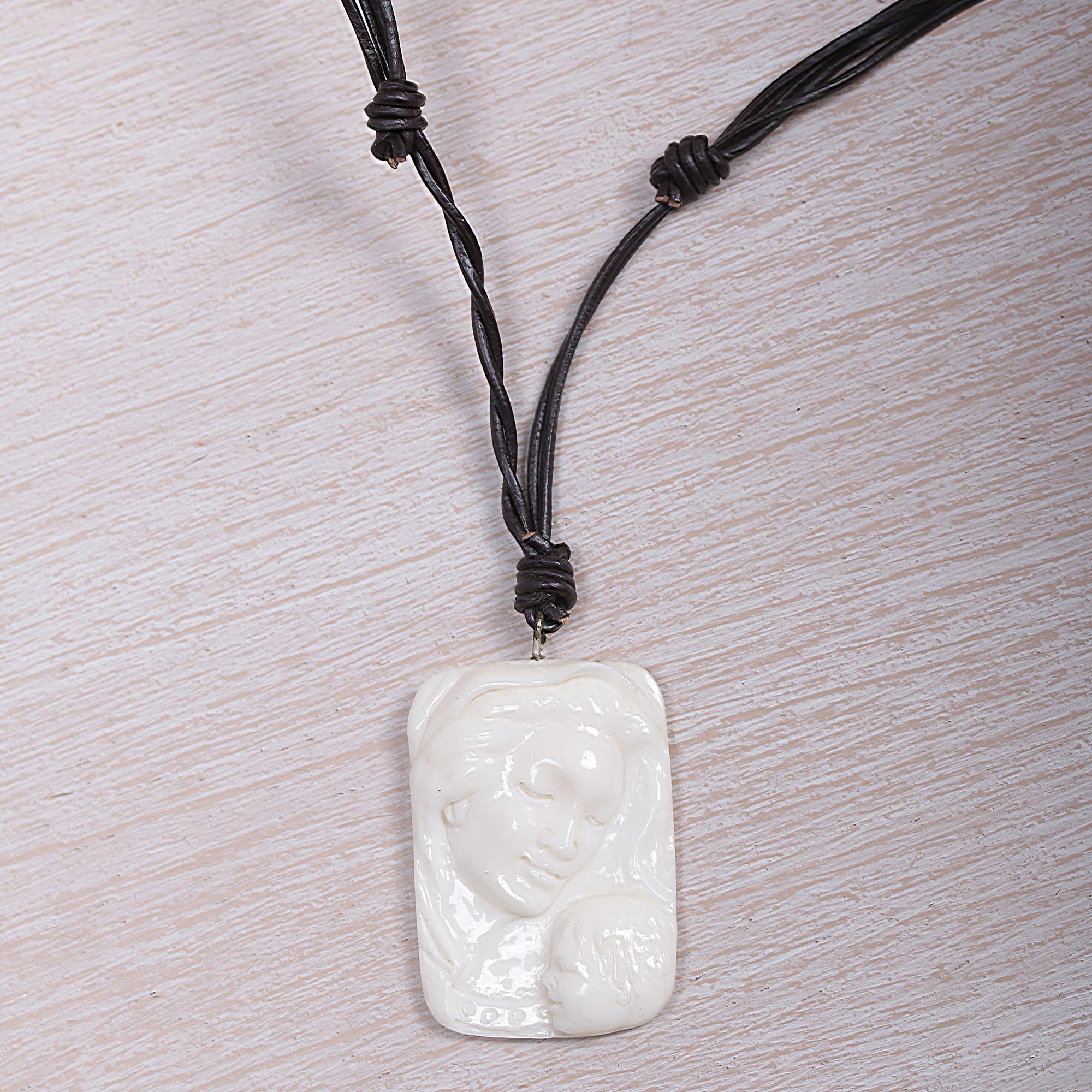 Artisan Crafted Virgin Mary Medallion Necklace - Loving Virgin Mary