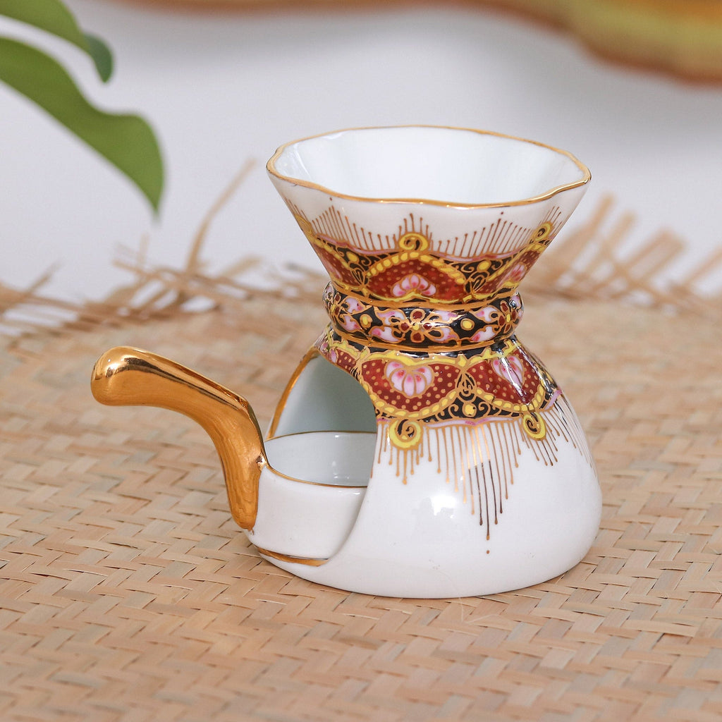 Benjarong Porcelain Oil Warmer Handmade in Thailand - Thai Luxury