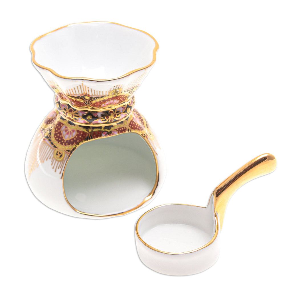 Benjarong Porcelain Oil Warmer Handmade in Thailand - Thai Luxury