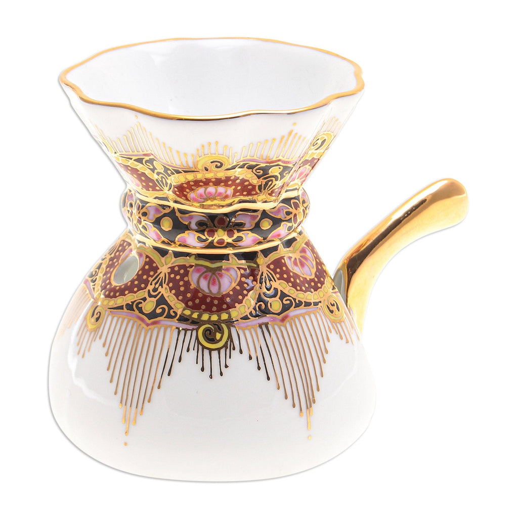 Benjarong Porcelain Oil Warmer Handmade in Thailand - Thai Luxury