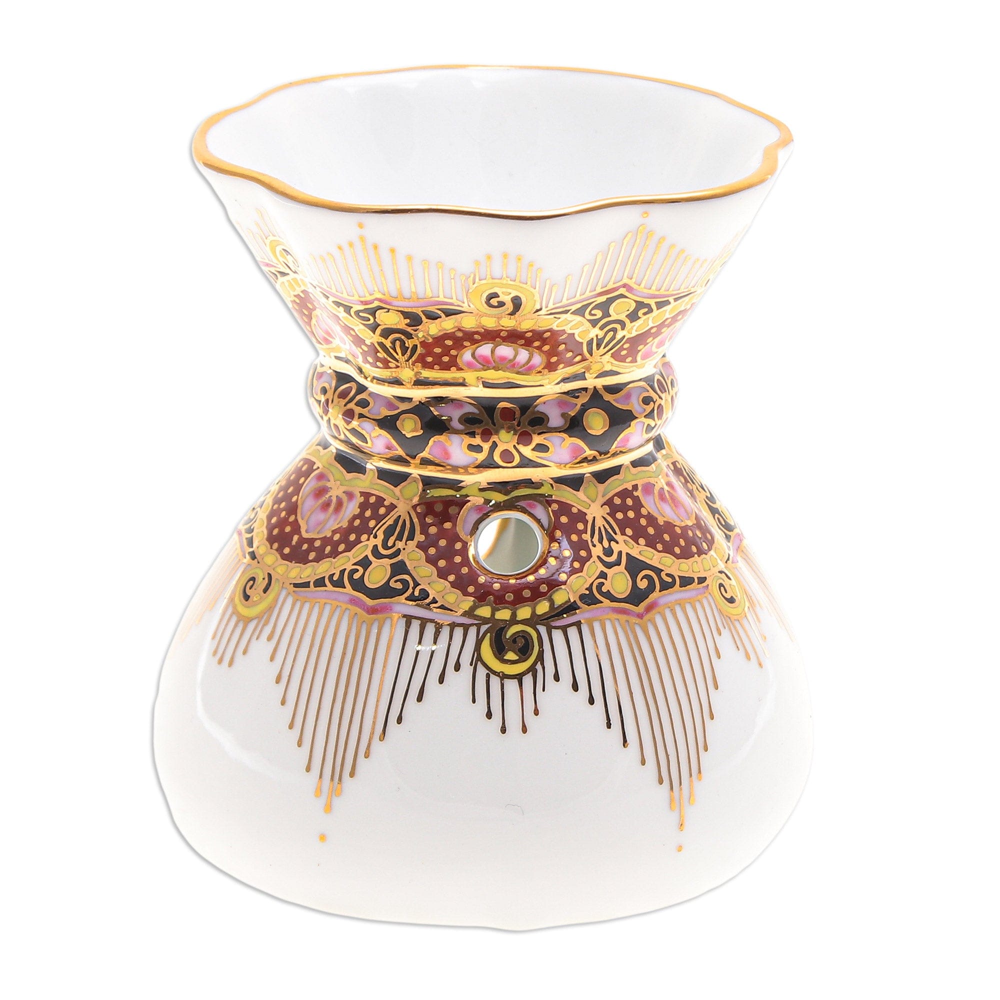 Benjarong Porcelain Oil Warmer Handmade in Thailand - Thai Luxury