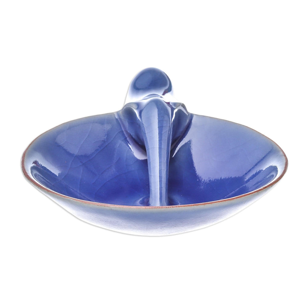Elephant-Themed Blue Ceramic Incense Holder from Thailand - Sipping Elephant