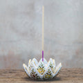 Benjarong Porcelain Incense and Candle Holder (3 Piece) - Lotus Scent