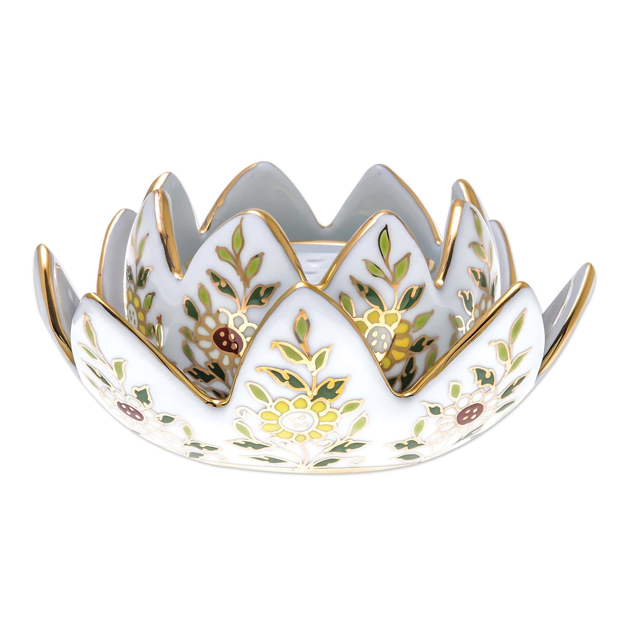 Benjarong Porcelain Incense and Candle Holder (3 Piece) - Lotus Scent