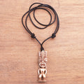 Hand-Carved Polynesian Bone Pendant Necklace from Bali - Polynesian Figure