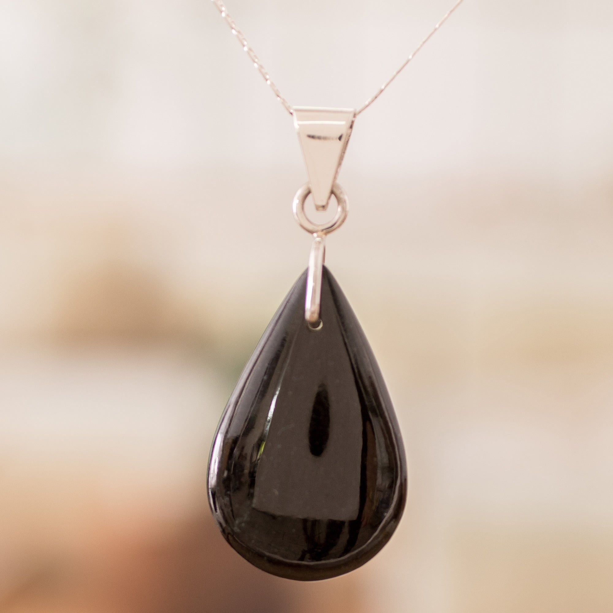 925 Silver Black & Lilac Jade Double-Sided Pendant Necklace - Duo-Tone Shadow