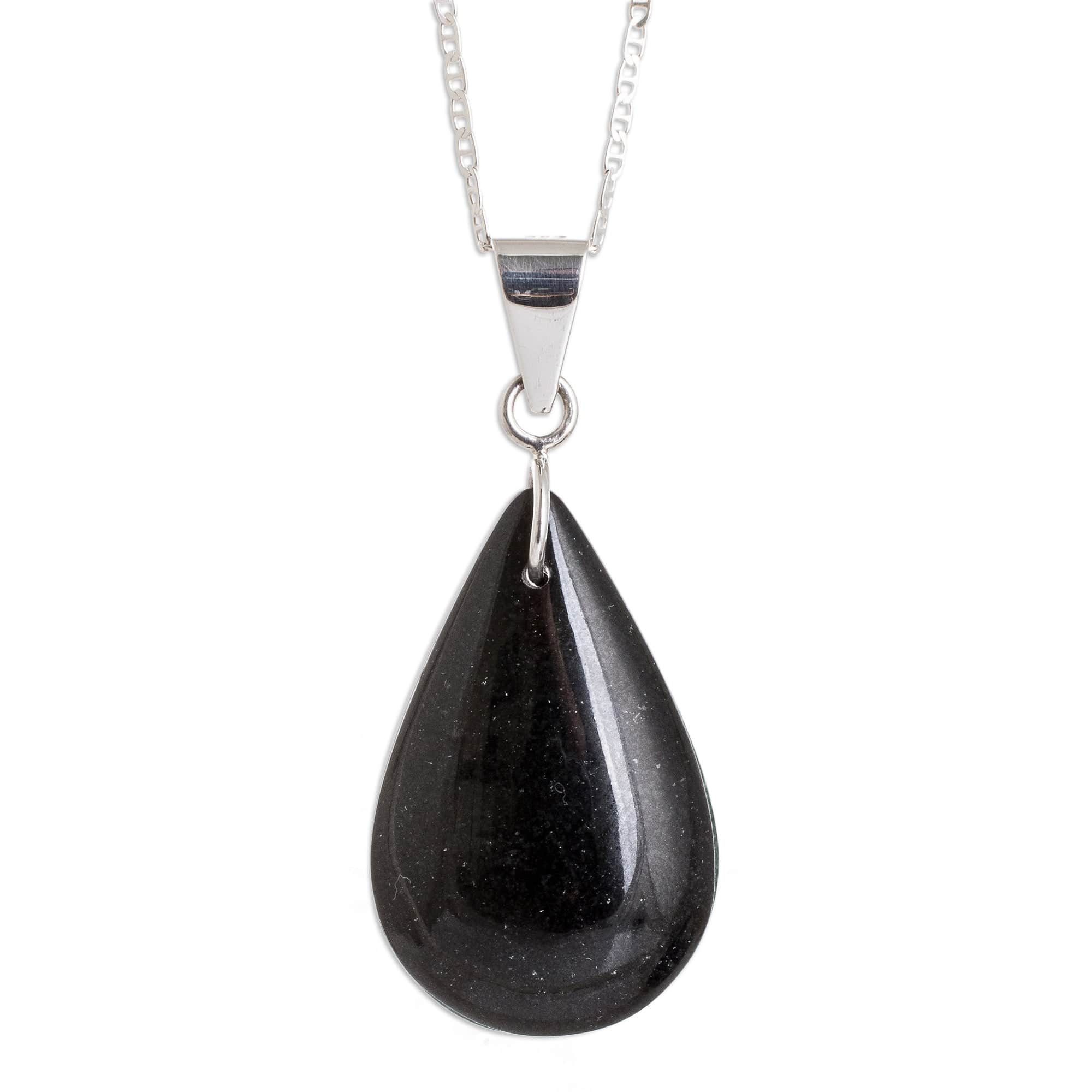 925 Silver Black & Lilac Jade Double-Sided Pendant Necklace - Duo-Tone Shadow