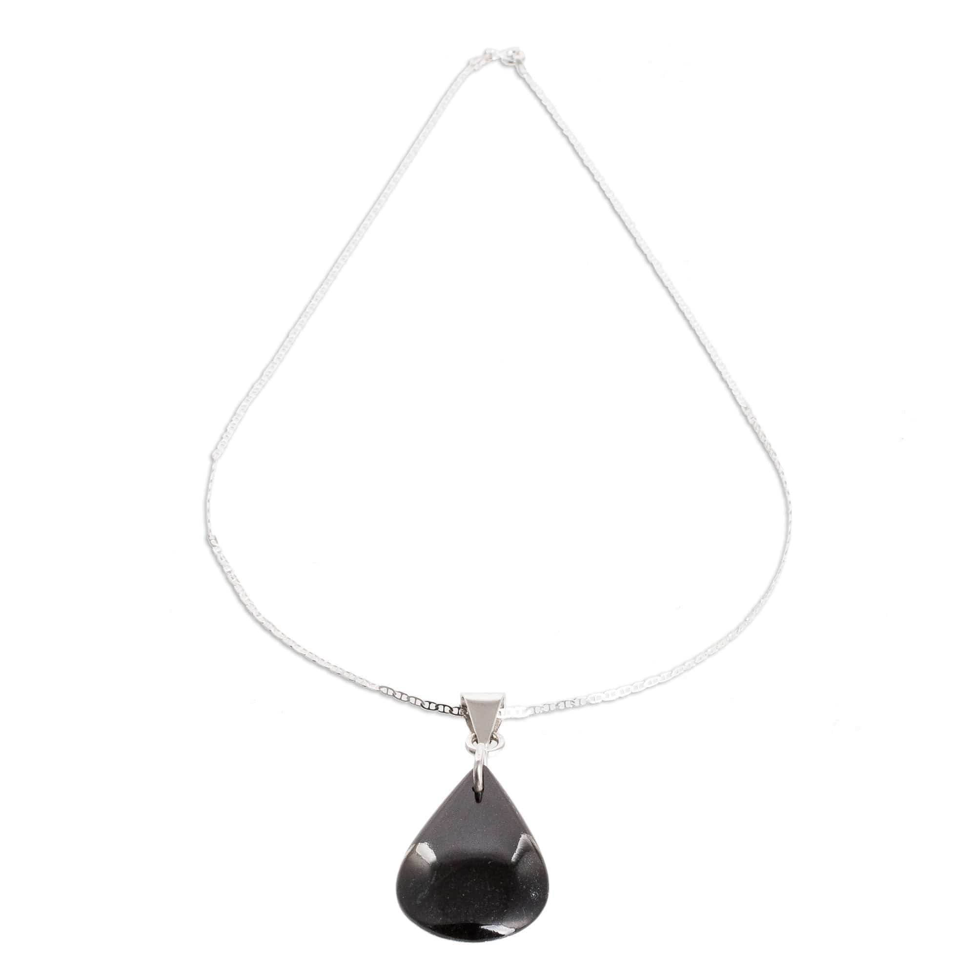 925 Silver Black & Lilac Jade Double-Sided Pendant Necklace - Duo-Tone Shadow