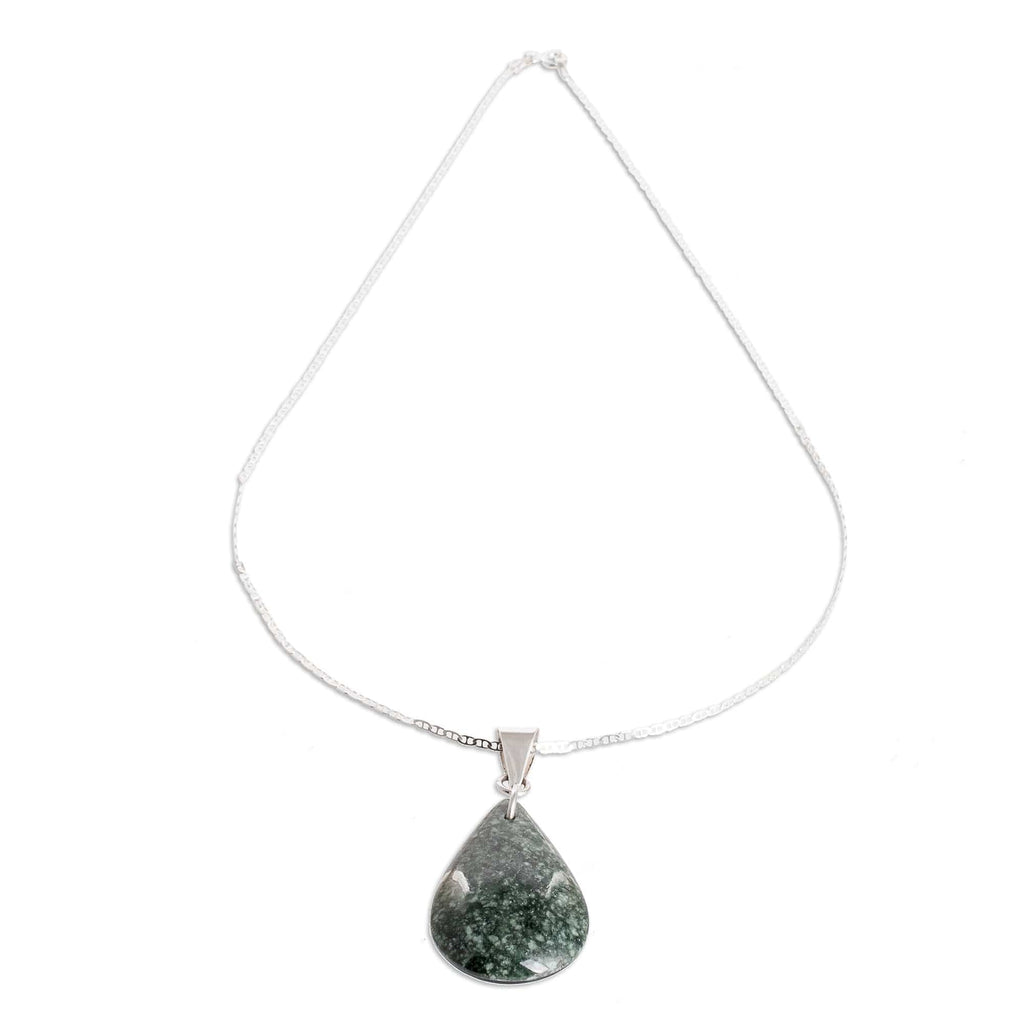 925 Silver Green & Black Jade Double-Sided Pendant Necklace - Dual-Color Shadow