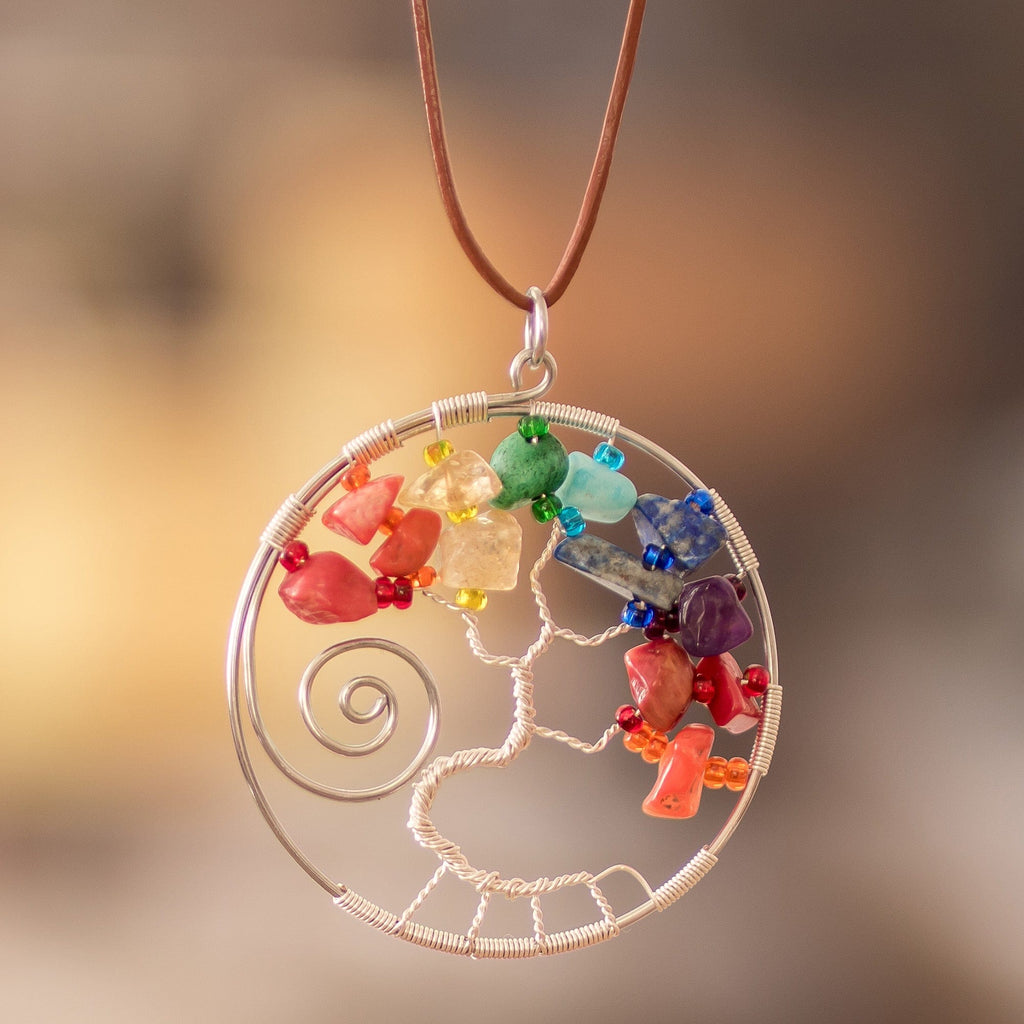Nature-Themed Polished Multi-Gemstone Pendant Necklace - Love Your Magical Nature