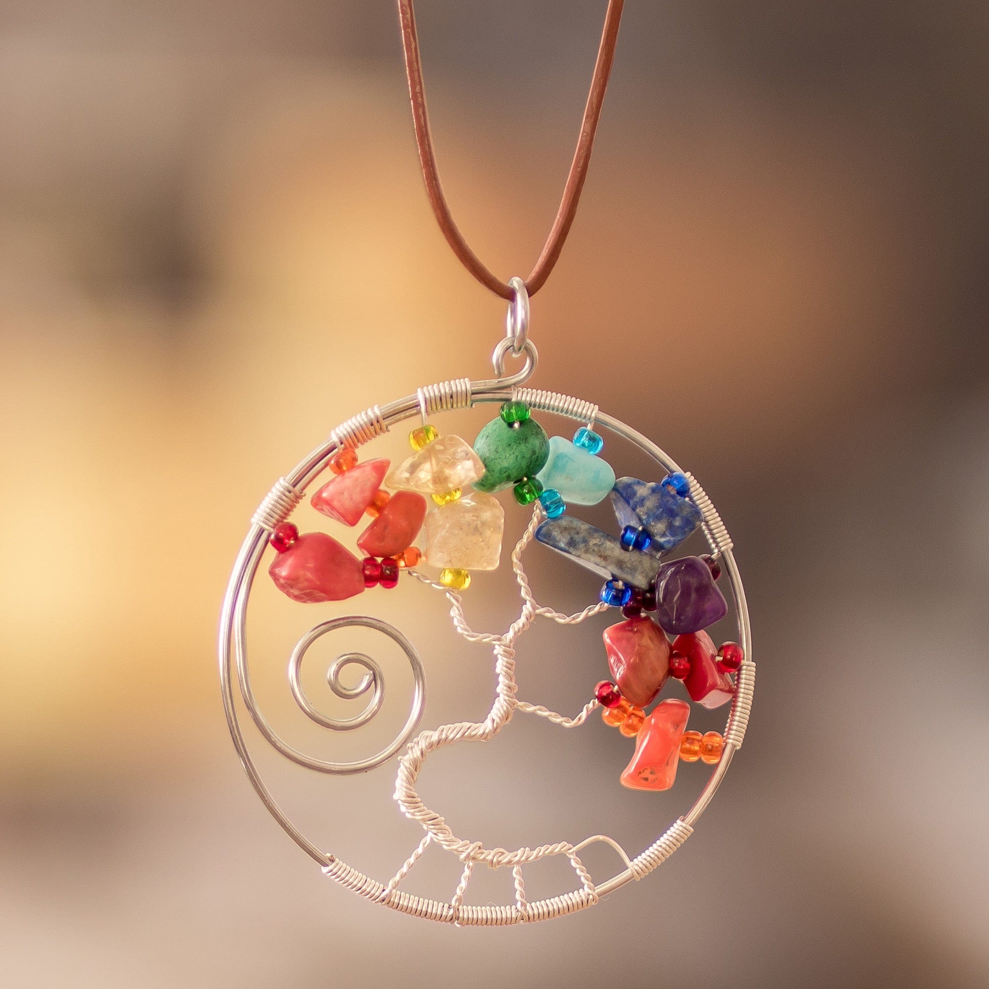 Nature-Themed Polished Multi-Gemstone Pendant Necklace - Love Your Magical Nature