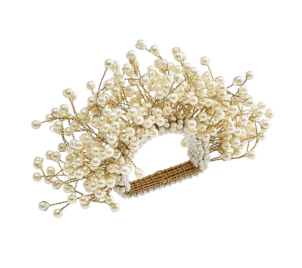 Spray Napkin Ring in Pearl, Set of 4