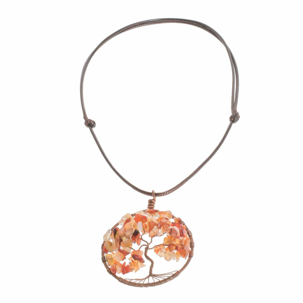 Agate Gemstone Tree Scorpio Pendant Necklace - Agate Tree of Life