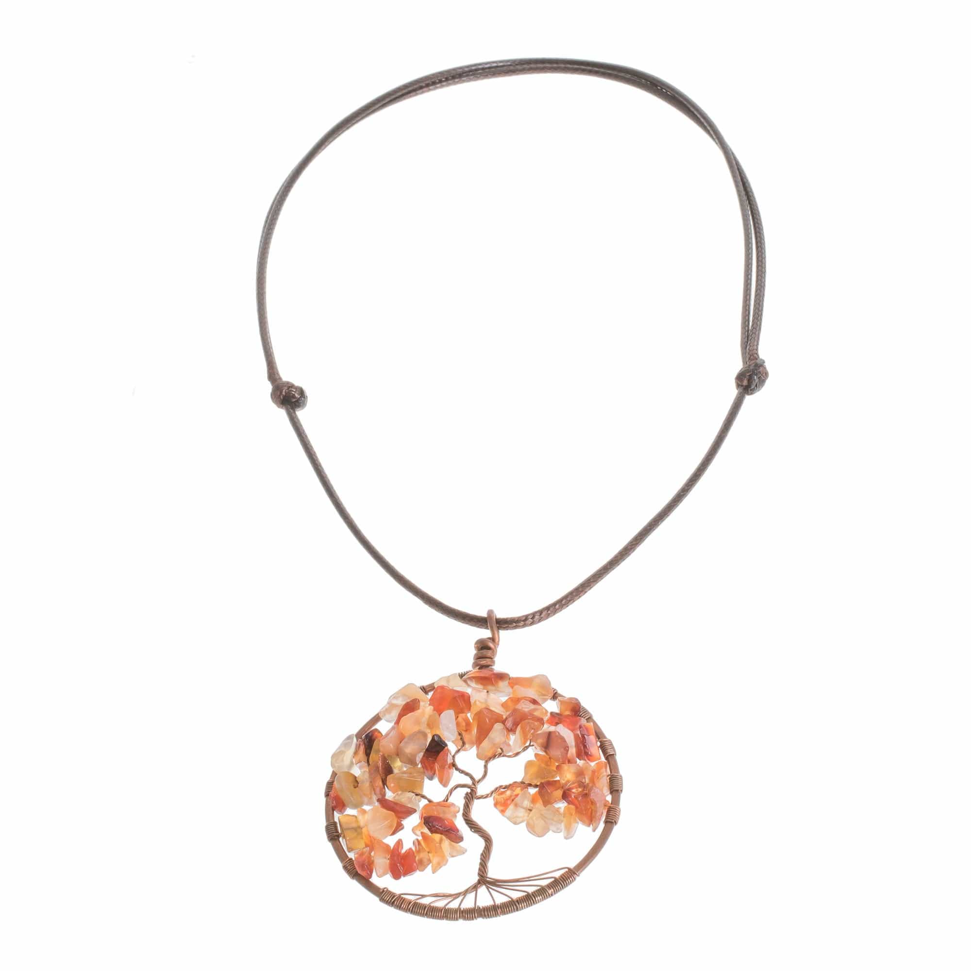 Agate Gemstone Tree Scorpio Pendant Necklace - Agate Tree of Life