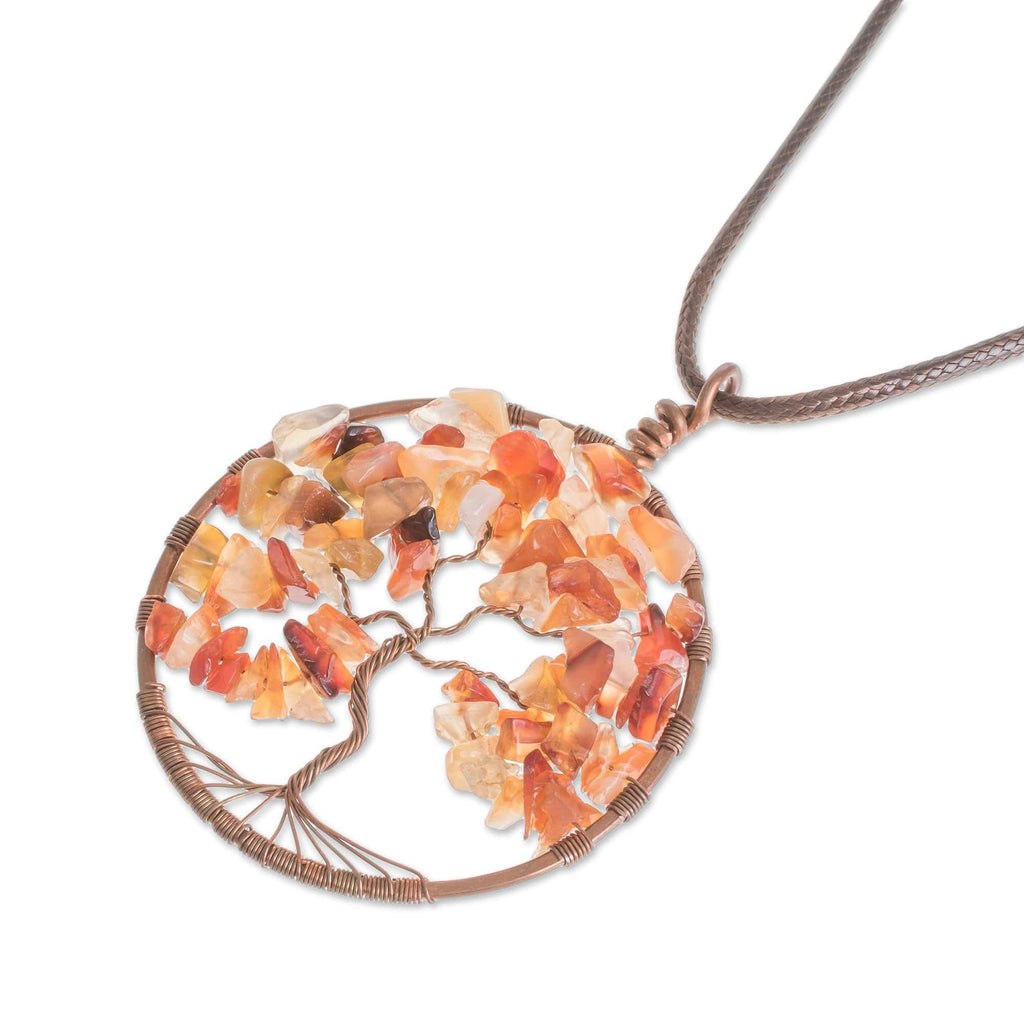 Agate Gemstone Tree Scorpio Pendant Necklace - Agate Tree of Life